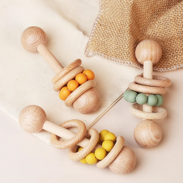 Beech Wooden Rattle Baby Toys