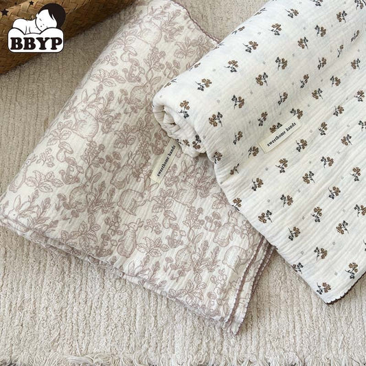 Baby Muslin Vintage Floral Blanket and Pillow