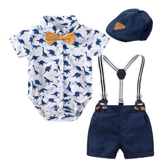 Boy's Dinosaur Print Clothes Set, 3-Piece